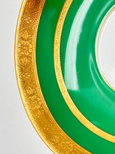 Minton Green and Gold Encrusted Bouillon Cup/ Saucer Set of Four for Tiffany and Co., ENGLAND, c. 1902-1912.