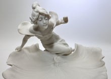 Young Woman on Fountain Satin Resin Pedestal Candy/ Soap Stand.