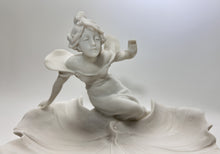 Young Woman on Fountain Satin Resin 10"W Pedestal Candy/ Soap Stand.