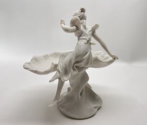 Young Woman on Fountain Satin Resin 10"W Pedestal Candy/ Soap Stand.