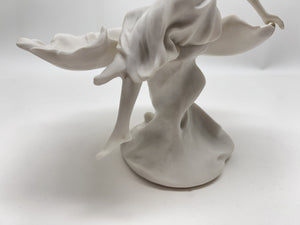 Young Woman on Fountain Satin Resin 10"W Pedestal Candy/ Soap Stand.