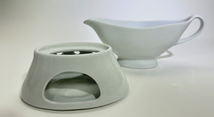 Pillivuyt France Gravy Boat With Warming Stand.