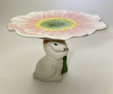 Bunny and Flower Ceramic Pedestal Cake Stand.