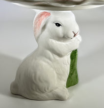 Bunny and Flower Ceramic Pedestal Cake Stand.