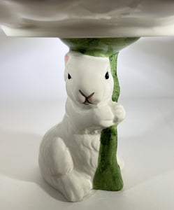 Bunny and Flower Ceramic Pedestal Cake Stand.