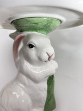 Bunny and Flower Ceramic Pedestal Cake Stand.