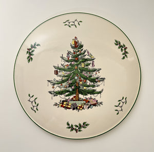 Spode Christmas Tree Cake Plate/ Server Knife/ Bell and Ornament Set.