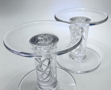 Simon Pearce Stratton Blown Air Twist Stem Candlestick Pair