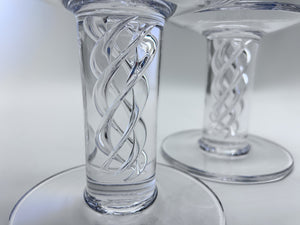 Simon Pearce Stratton Blown Air Twist Stem Candlestick Pair