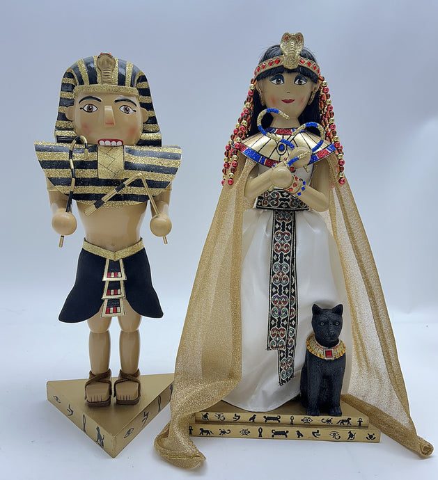 Nutcracker Village Egyptian Queen and Pharaoh Nutcracker Pair.