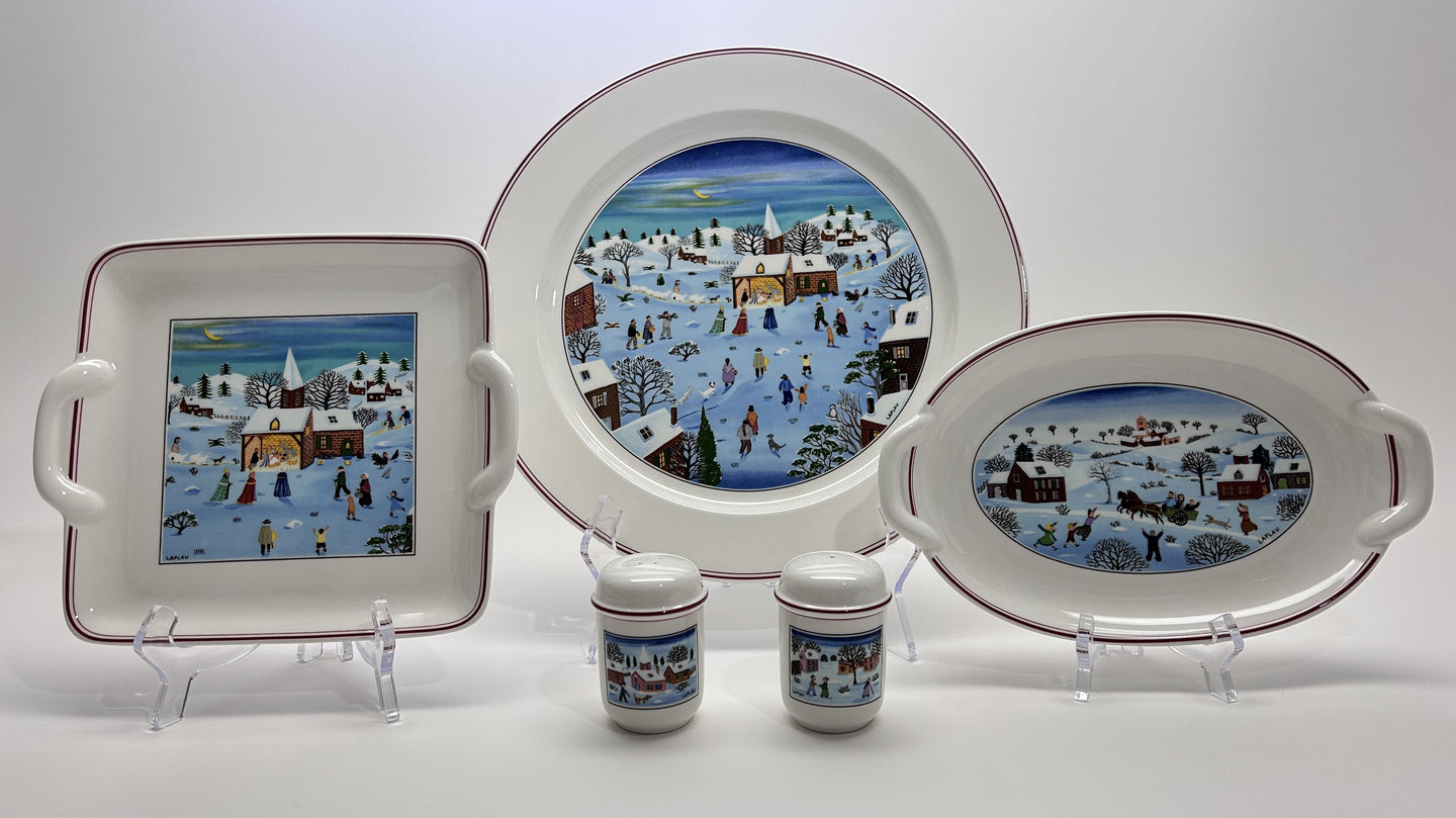 Villeroy and Boch Naif Christmas Serving Platter, Dish, Tray, and Shakers Collection