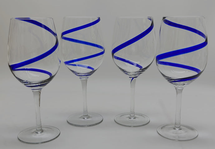 Pier 1 Swirline Cobalt Water Goblet Set of Four.