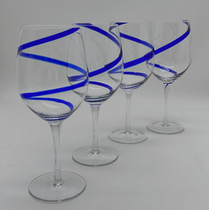 Pier 1 Swirline Cobalt Water Goblet Set of Four.