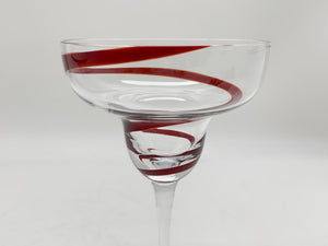 Pier 1 Swirline Red Margarita Glass Set of Four.