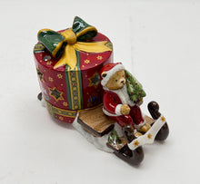 Villeroy and Boch Holiday Bear Santa on Sled Toy Box Ceramic Votive Candle Holder