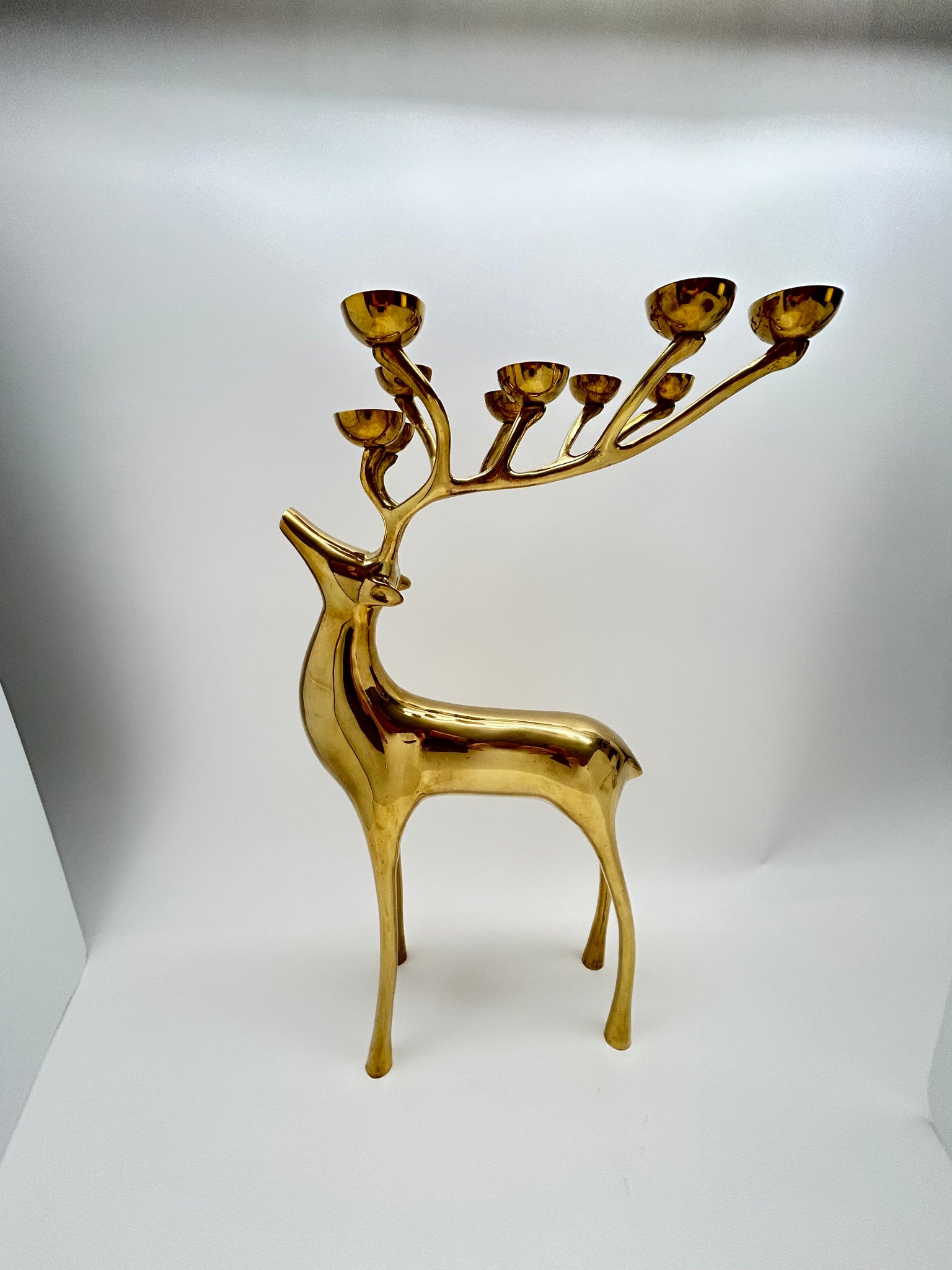 Pottery Barn Brass 20 Tall Reindeer With 10-Point Antler