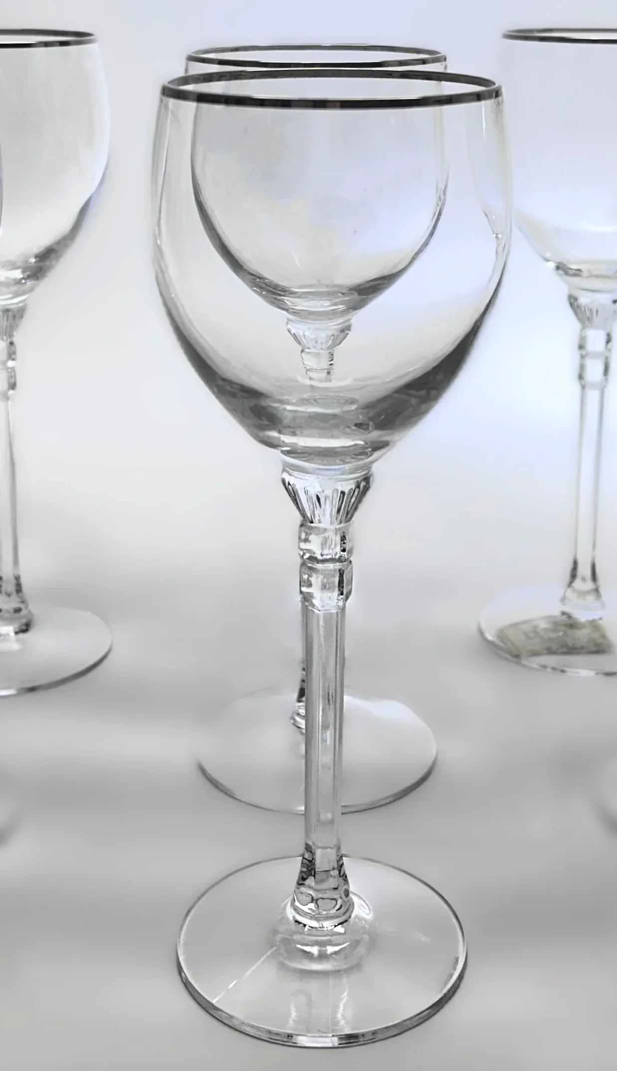 Lenox Phoenix Platinum Lead Crystal Blown Glass Wine Set of Eight.