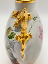 Jean Pouyat Limoges Roses and Gold Dragon/Serpent Handled Vase. France, c.1890-1932