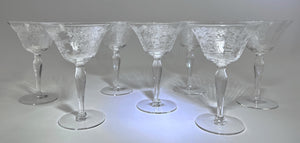 Morgantown Mikado Etched Liquor Cocktail Glass Set of Seven