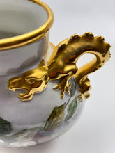 Jean Pouyat Limoges Roses and Gold Dragon/Serpent Handled Vase. France, c.1890-1932