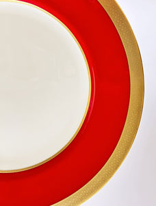 Lenox Embassy Ivory/Cream and Red Gold Encrusted Rim 75-Piece Dinnerware Collection For Twelve w/ Coffee Pot
