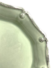 Juliska Berry and Thread 16" Whitewash Serving Bowl and 12" Pistachio Green Hostess Chip and Dip Server Pair.