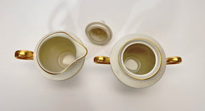 Lenox Embassy Ivory/Cream and Red Gold Encrusted Rim 75-Piece Dinnerware Collection For Twelve w/ Coffee Pot