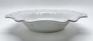 Juliska Berry and Thread 16" Whitewash Serving Bowl and 12" Pistachio Green Hostess Chip and Dip Server Pair.