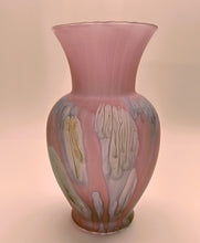 Nouveau Art Glass Rueven Rose Pink Floral Vase and Ruffled Bowl Multi-Colored Set.