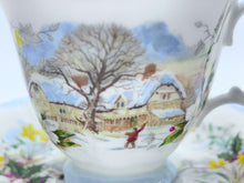 Royal Albert The Cottage Garden Year Series "Winter" Footed Fine English Bone China Teacup/Saucer Set, c.1984