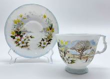 Royal Albert The Cottage Garden Year Series "Winter" Fine English Footed Bone China Teacup/Saucer Set, c.1984