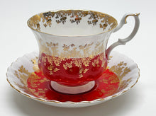 Royal Albert Regal Series Red and Gold Fine English Bone China Teacup and Saucer Set.