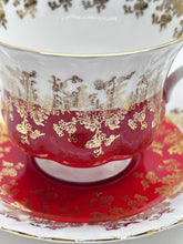 Royal Albert Regal Series Red and Gold Fine English Bone China Teacup and Saucer Set. c.1970's