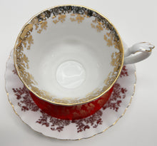 Royal Albert Regal Series Red and Gold Fine English Bone China Teacup and Saucer Set. c.1970's