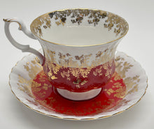 Royal Albert Regal Series Red and Gold Fine English Bone China Teacup and Saucer Set. c.1970's