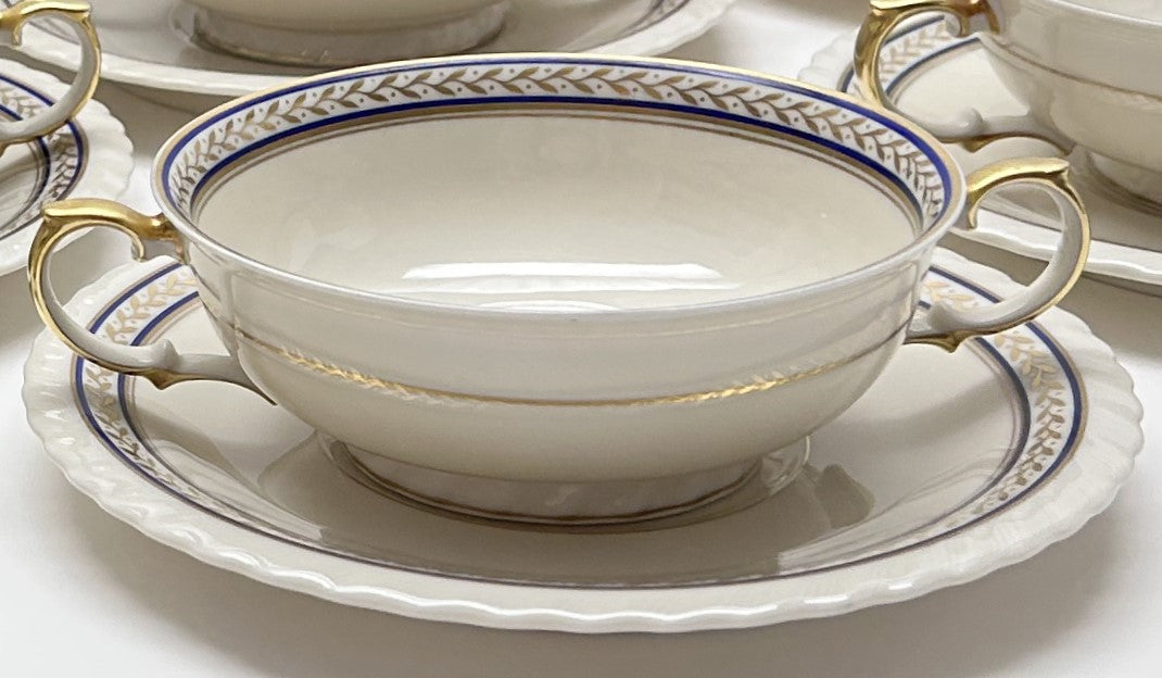 Princess China Bavaria 31-Piece Blue/ Gold Soup Bowl and Plate Collection.