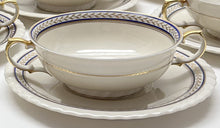 Princess House Chancellor Ivory, Royal Blue And Gold Trim 31-Piece Soup Bowl and Plate Collection