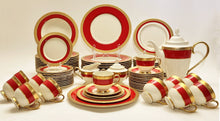 Lenox Embassy Red Gold Encrusted Rim 75-Piece Dinnerware Collection For Twelve w/ Coffee Pot