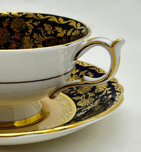 Paragon By Appointment Double Royal Warrant Cobalt and Peach With Gold Teacup and Saucer Set. c.1940-1953