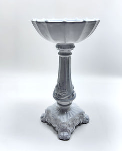 Vietri Incanto Whitewashed Stoneware Pillar Candle Holder Pair.