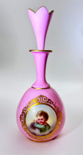 Pink Glass Vanity Perfume Bottle Pair w/ Crown Stoppers.