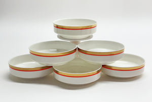 Mikasa/Narumi Cabernet Bone China Fruit/Dessert Bowl Set of Six, 1975-1977.