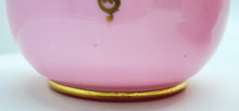 Pink Glass Vanity Perfume Bottle Pair w/ Crown Stoppers.