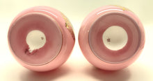 Pink Glass Vanity Perfume Bottle Pair w/ Crown Stoppers.