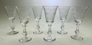Rock Sharpe Crystal Charleston Water Goblet Collection of Six, c.1930-1940's