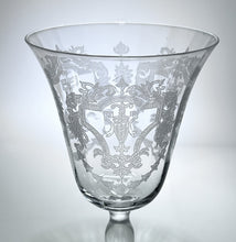 Morgantown Virginia Blown  Optic Etched Water Goblet Collection of Five.