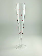 Pottery Barn Confetti Celebration RED Champagne Flute Collection of Seven.