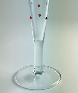 Pottery Barn Confetti Celebration RED Champagne Flute Collection of Seven.