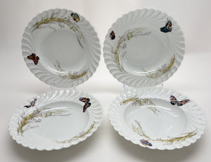 Haviland and Co. Meadow Visitors Antique Soup Bowl Set of Four, c.1887