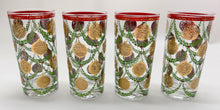 Culver Vintage Holiday Gold Ornament Glass Set of Four.